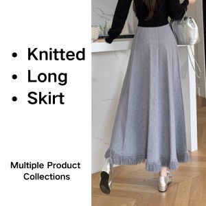 Knitted Skirt for Women Autumn and Winter New Style Temperament Loose Skirt Long Skirt High Waist Mid Waist Slim All-match