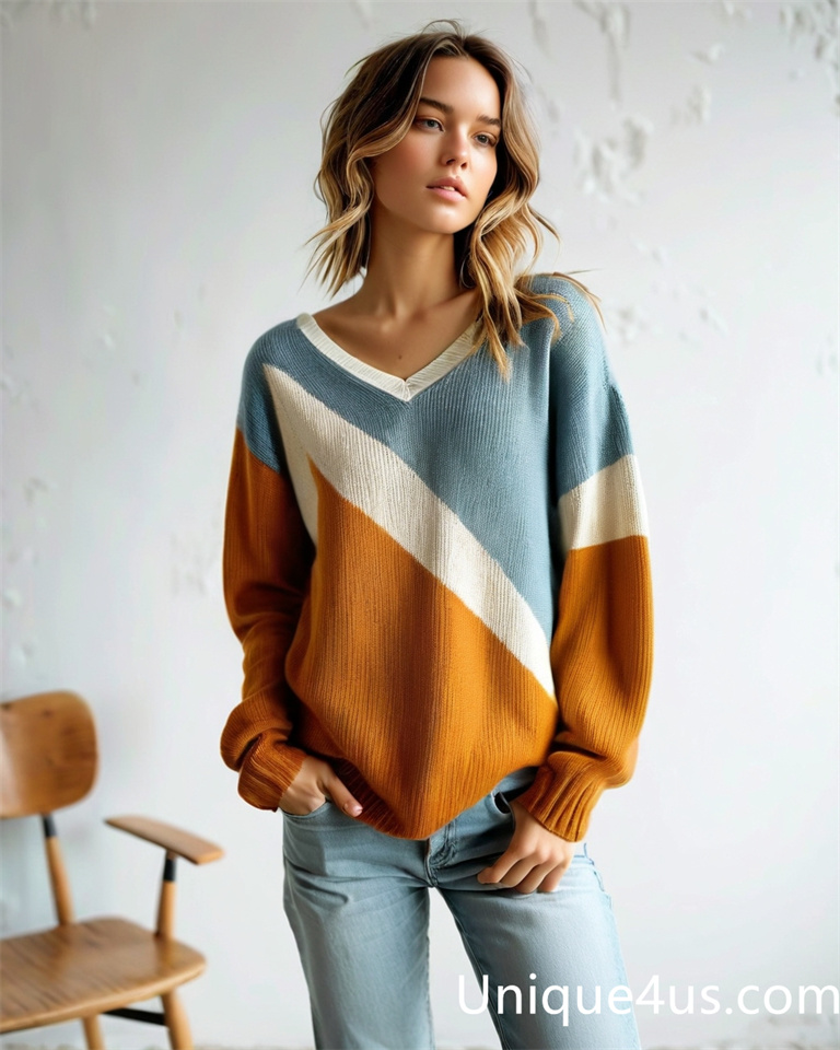 Asymmetry-casual knit sweater