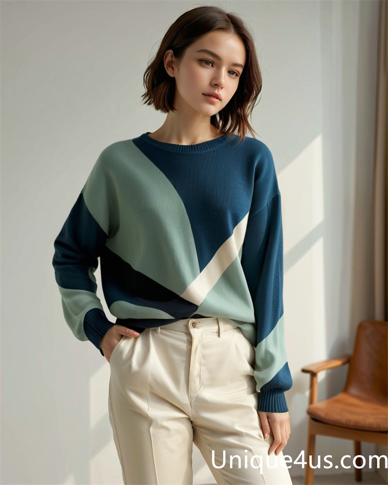 Asymmetry-casual knit sweater