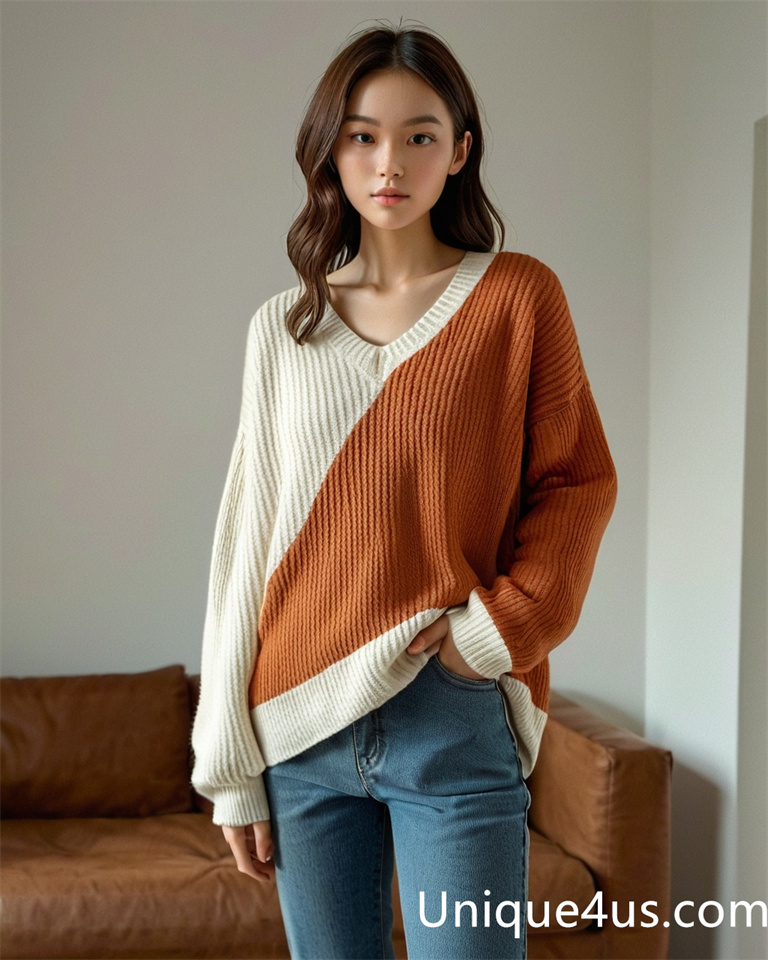 Asymmetry-casual knit sweater