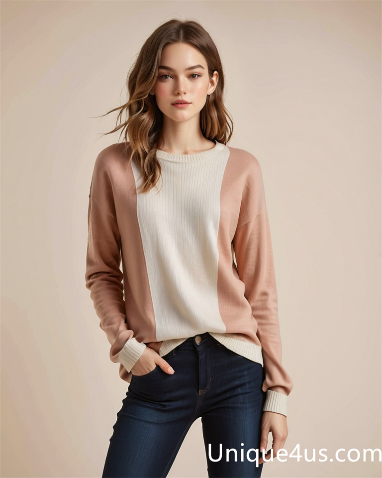 Contrasting colors-casual knit sweater