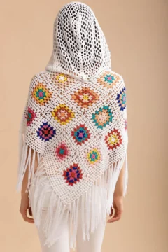 Handmade Crochet Fringe Poncho 