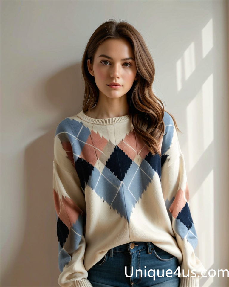 diamond pattern-casual knit sweater