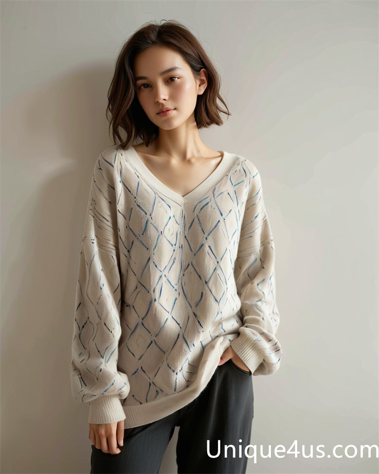 diamond pattern-casual knit sweater