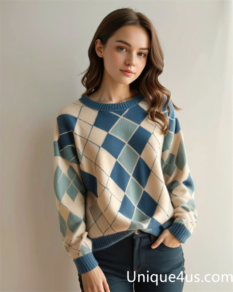 diamond pattern-casual knit sweater