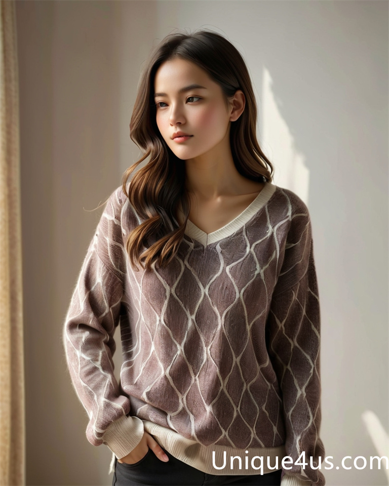 diamond pattern-casual knit sweater