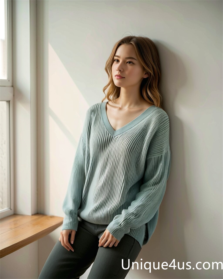 solid color-casual knit sweater