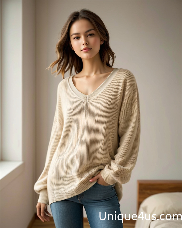 solid color-casual knit sweater