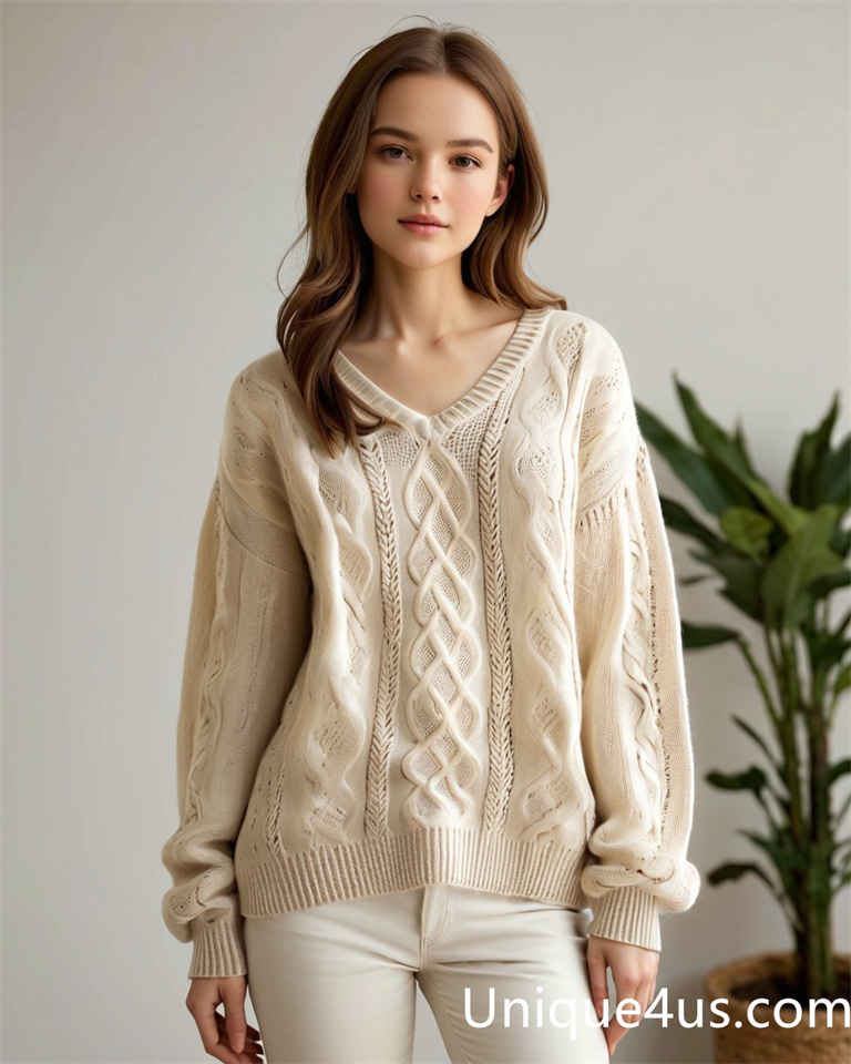 solid color-casual knit sweater