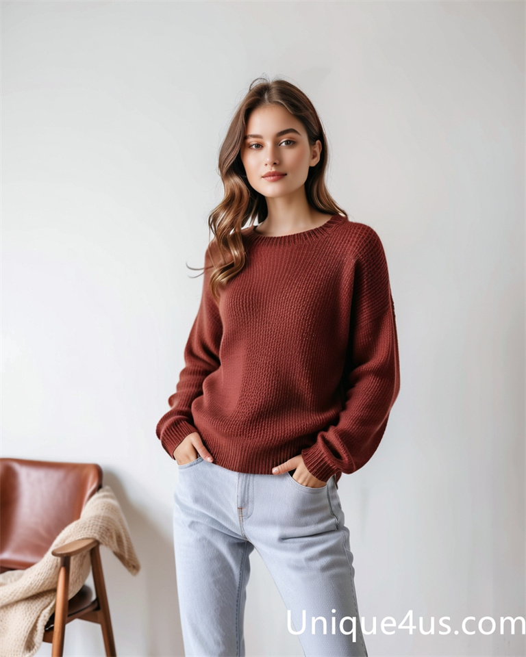 solid color-casual knit sweater