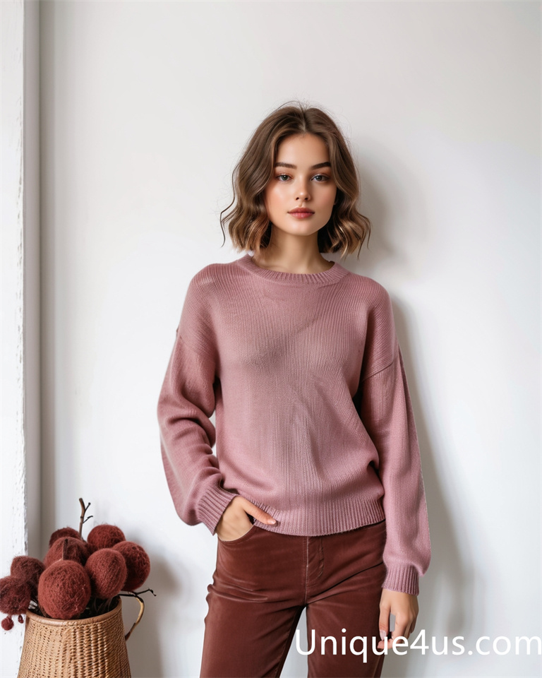 solid color-casual knit sweater