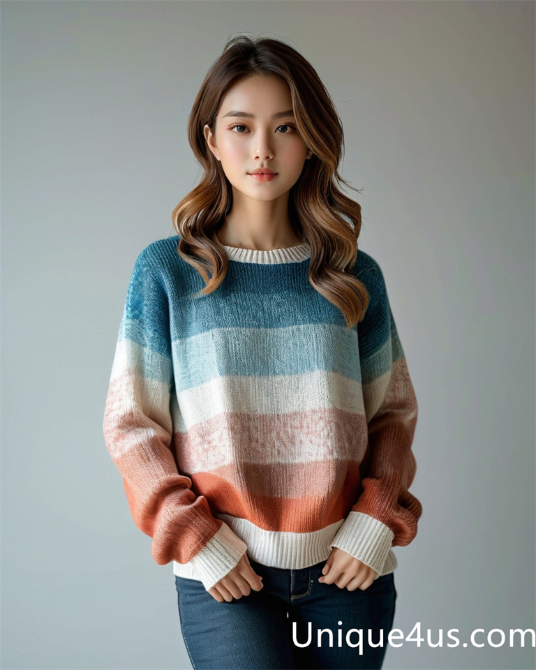 stripe-casual knit sweater