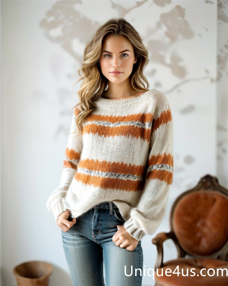 stripe-casual knit sweater