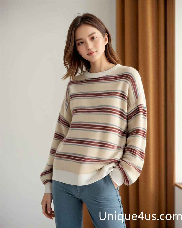 stripe-casual knit sweater