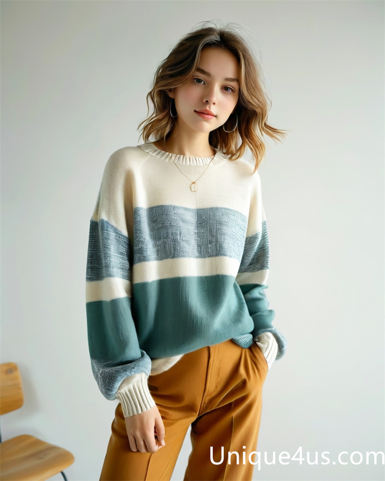 stripe-casual knit sweater