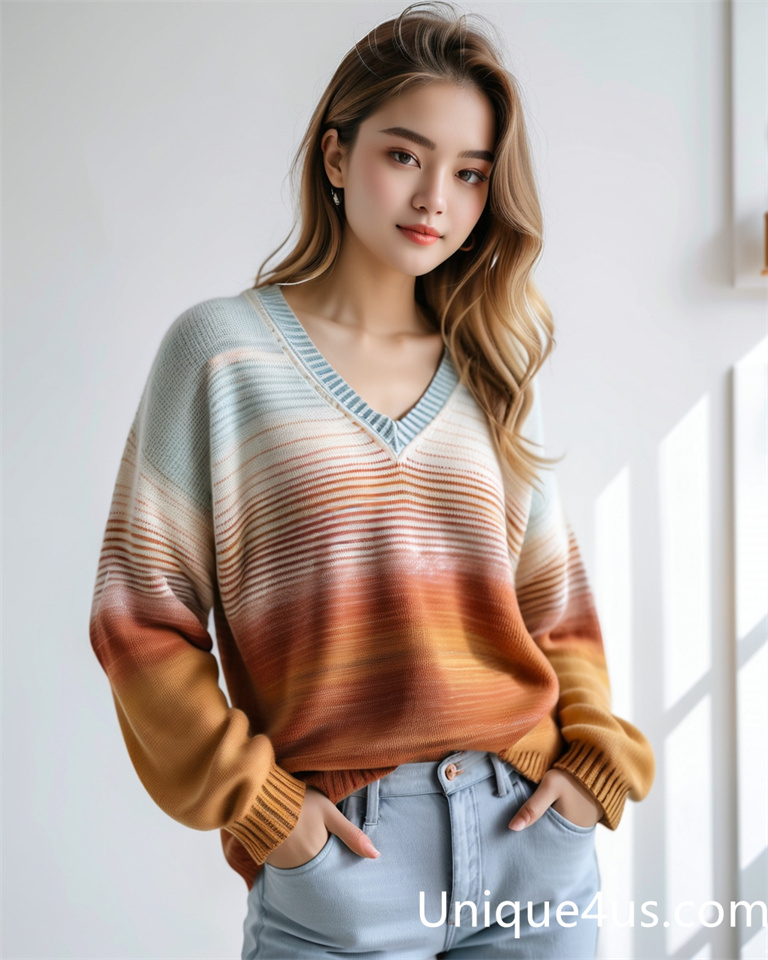 stripe-casual knit sweater