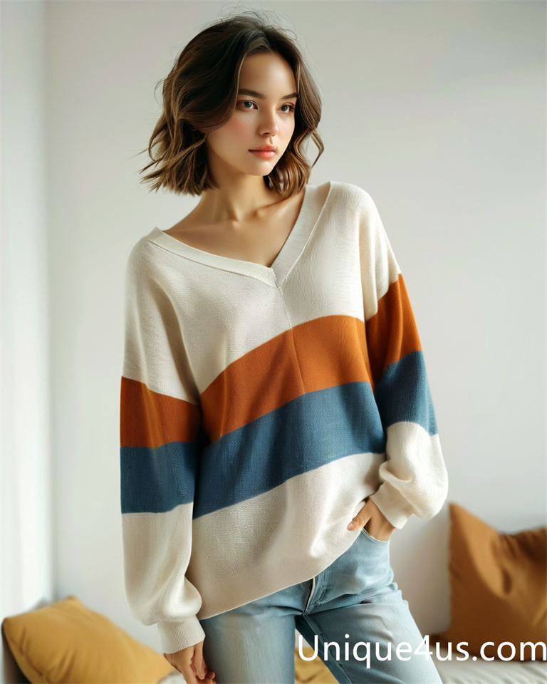 stripe-casual knit sweater