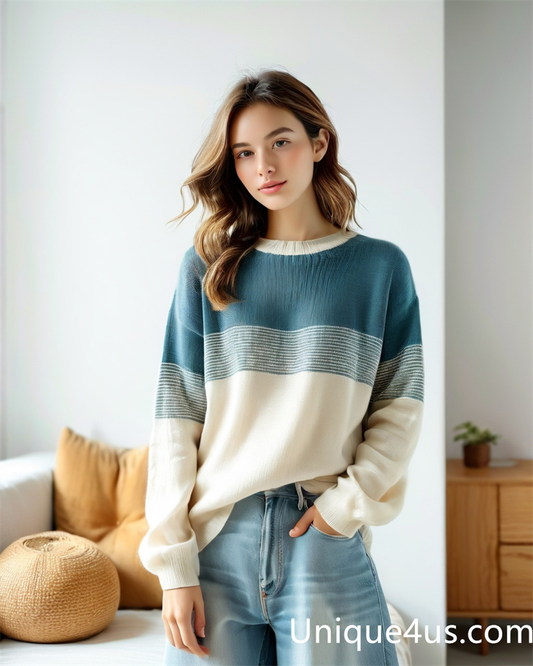 stripe-casual knit sweater