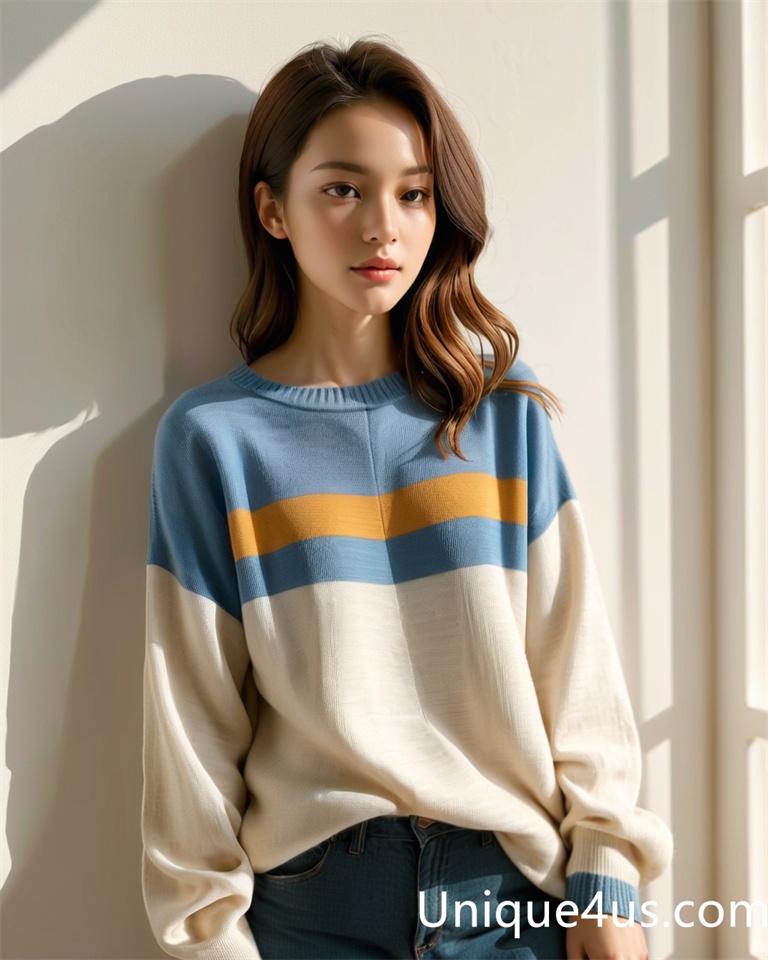 stripe-casual knit sweater