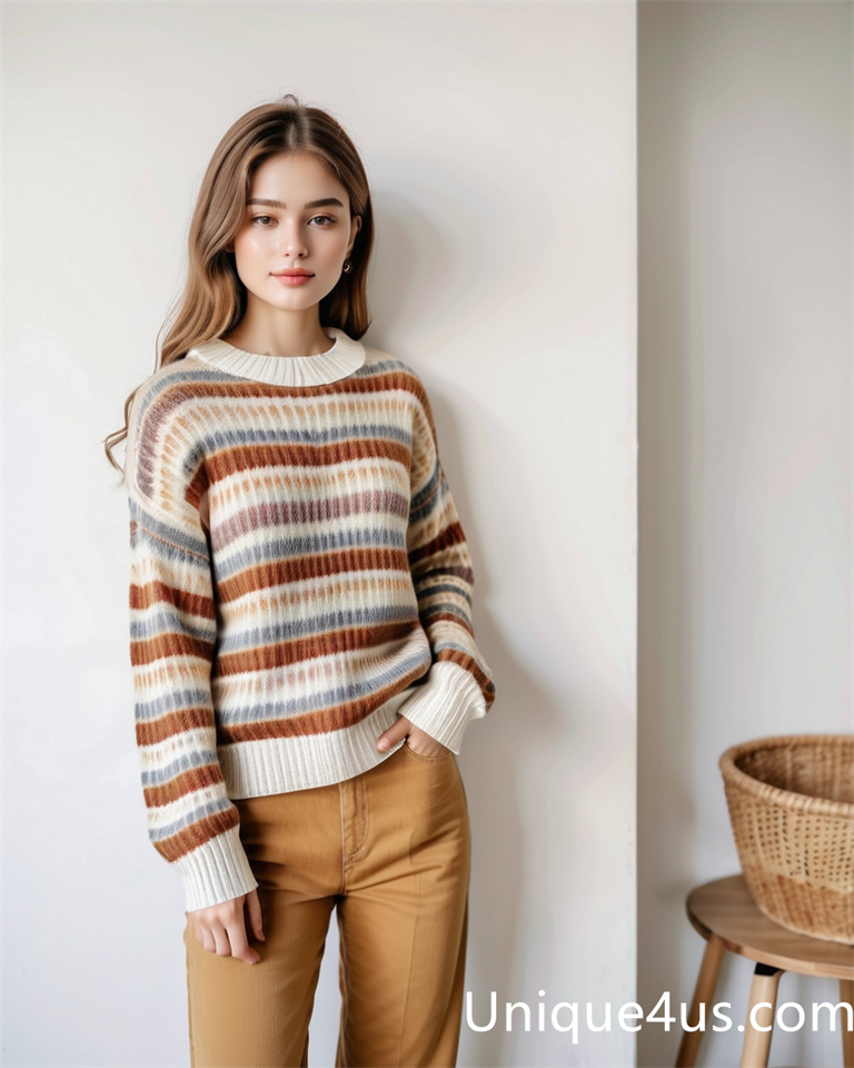 stripe-casual knit sweater