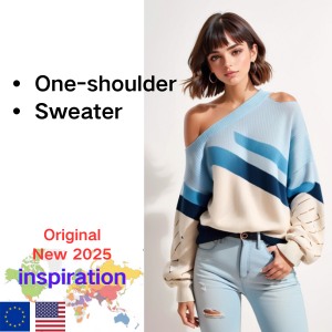 One-shoulder Sweater Spring and Autumn Loose Cute Elegant Personality