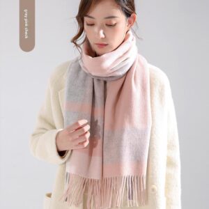 100% Pure Cashmere Winter New 2025 Scarf  Double-sided Classic Plaid Tassel Warm Scarf For Women