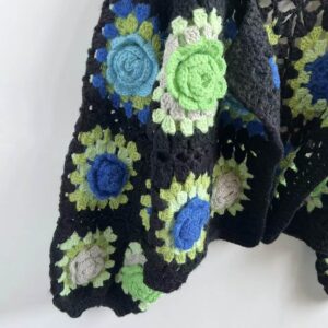 Three-dimensional flower knitted hand-crocheted cardigan sweater traditional retro