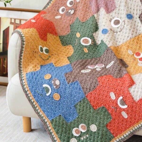 Handmade Crochet Cute Monster Blanket