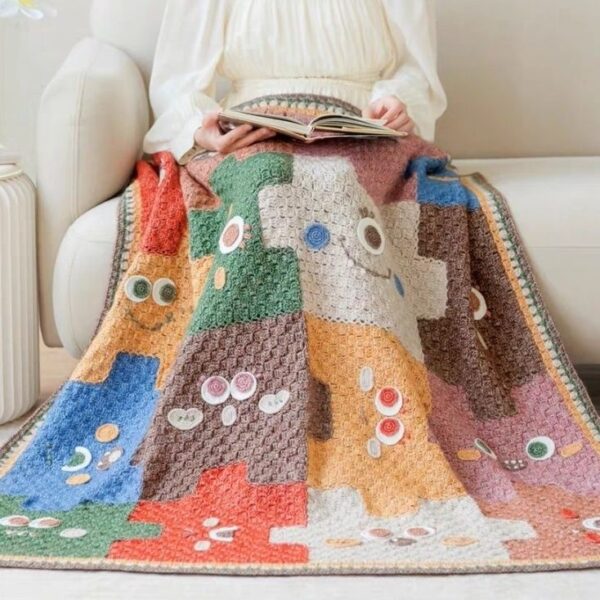 Handmade Crochet Cute Monster Blanket - Image 2