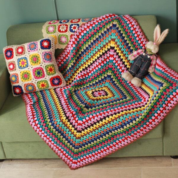 Handmade Crochet Layered Square Blanket
