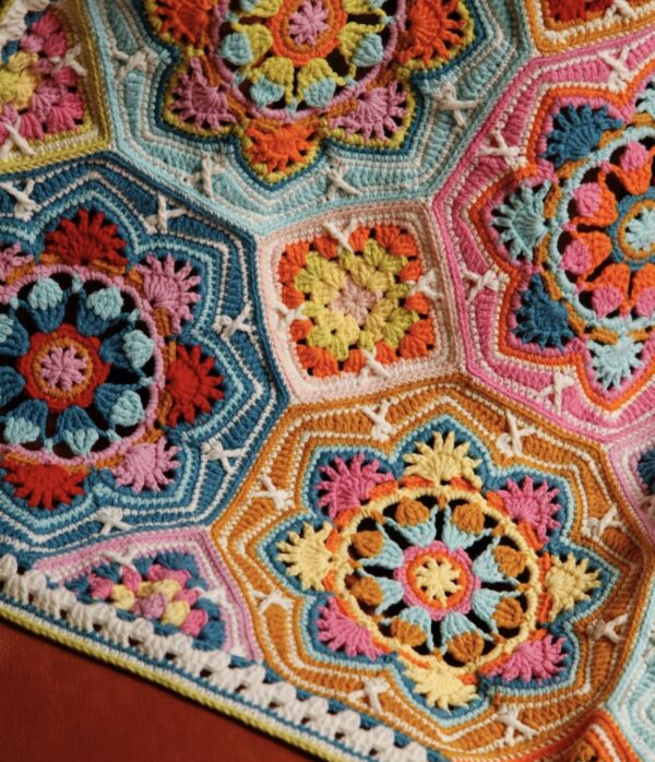Handmade Crochet Persian Tile Flower Blanket - Image 2
