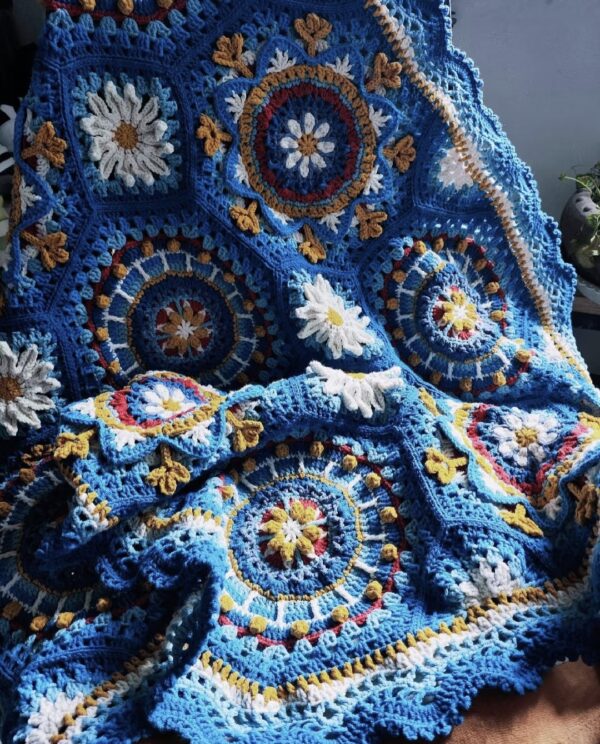 Handmade Crochet Ravenna Flower Blanket